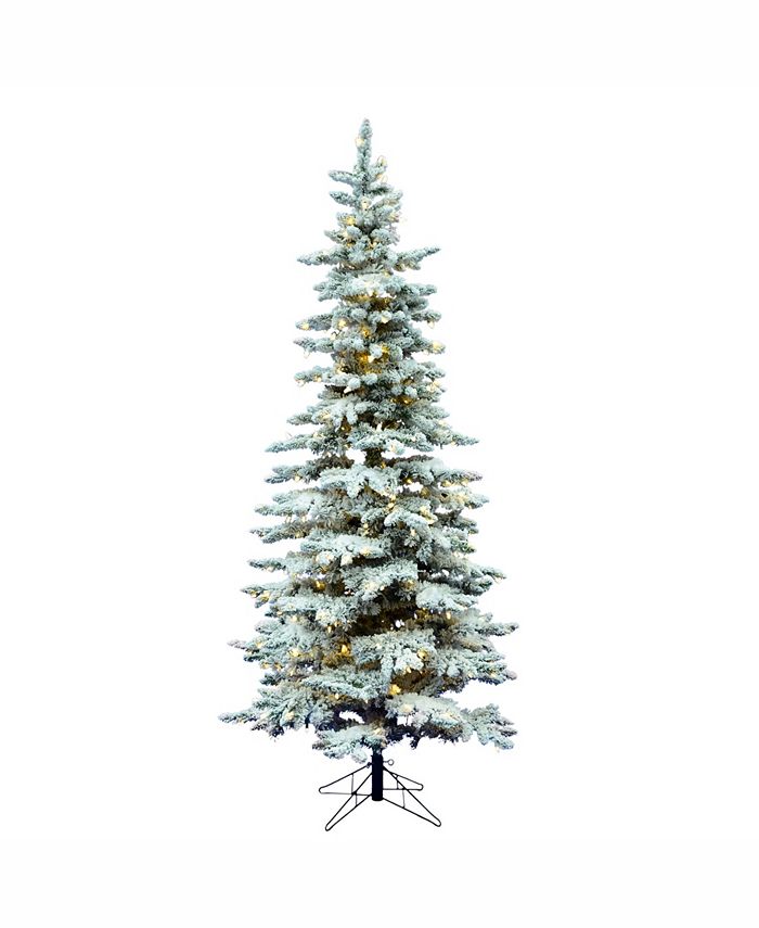 Vickerman 10' Flocked Utica Fir Slim Artificial Christmas Tree with 700