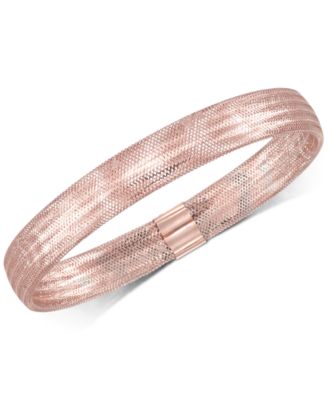 Italian Gold Stretch Bangle Bracelet in 14k Yellow, White or Rose Gold, Made in Italy - Rose Gold
