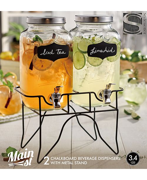 Jay Imports Main Street Double Blackboard Beverage Dispenser Set