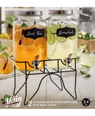 Jay Companies Rustic Home Beverage Dispenser Set Of 2 With Black Metal Stand 1 Gal