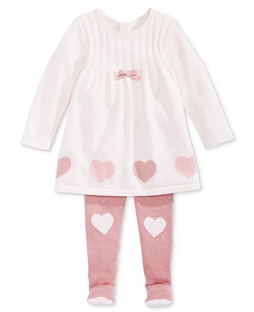 First Impressions Baby Girls Hearts Sweater Dress & Footed Tights Set, Created for Macy's Sets
