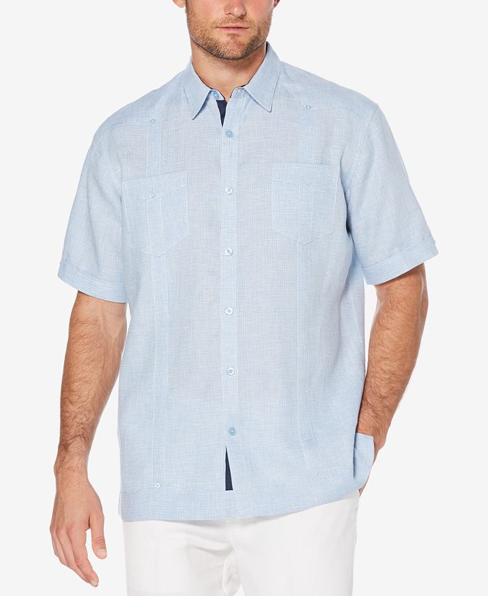 Cubavera Mens Linen Mini Houndstooth Shirt - Macy's