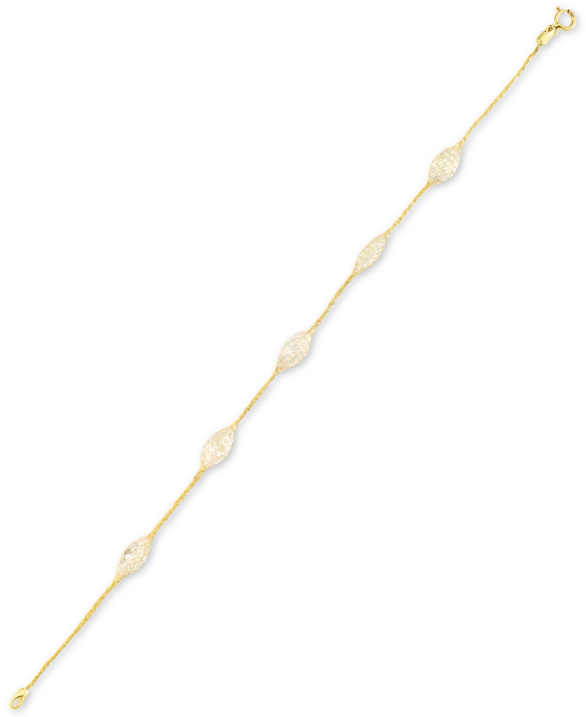 Cubic Zirconia Mesh Link Bracelet in 14k Gold - Yellow Gold