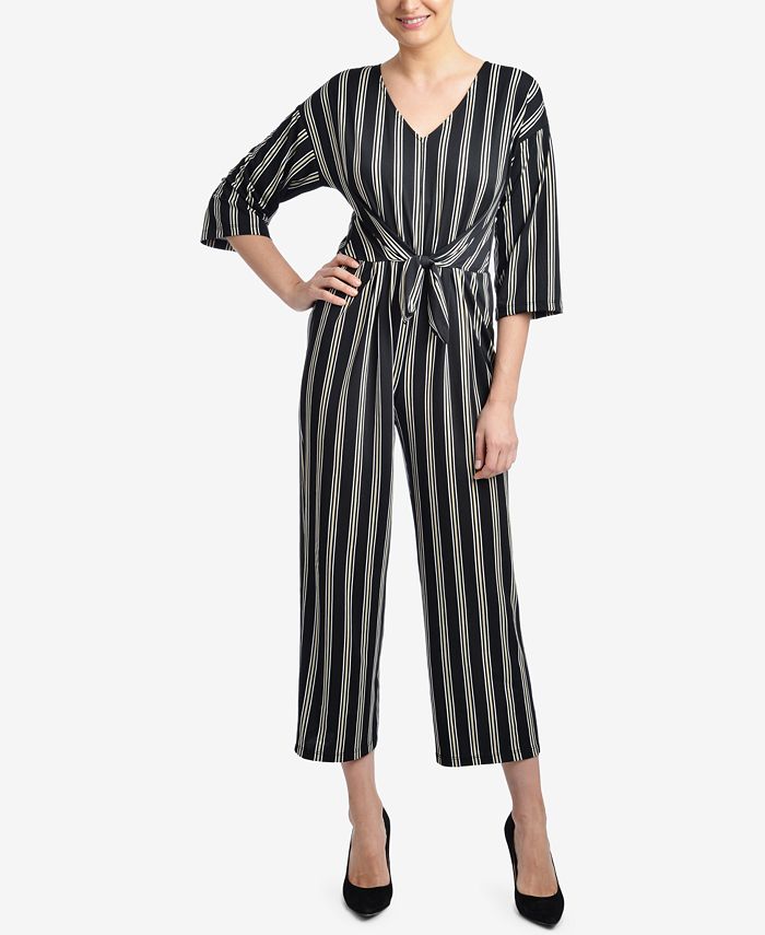 NY Collection Striped Cropped Jumpsuit Macy's