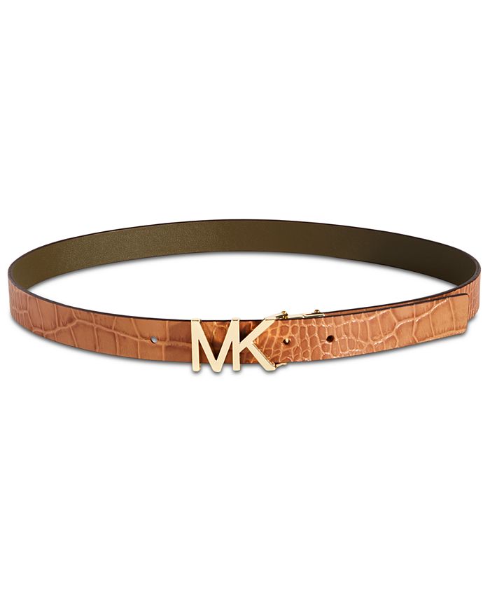 Michael Kors Croc-Embossed Reversible Belt - Macy's