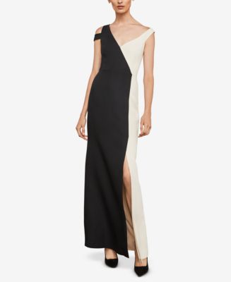 BCBGMAXAZRIA Colorblocked Cold-Shoulder Gown - Macy's
