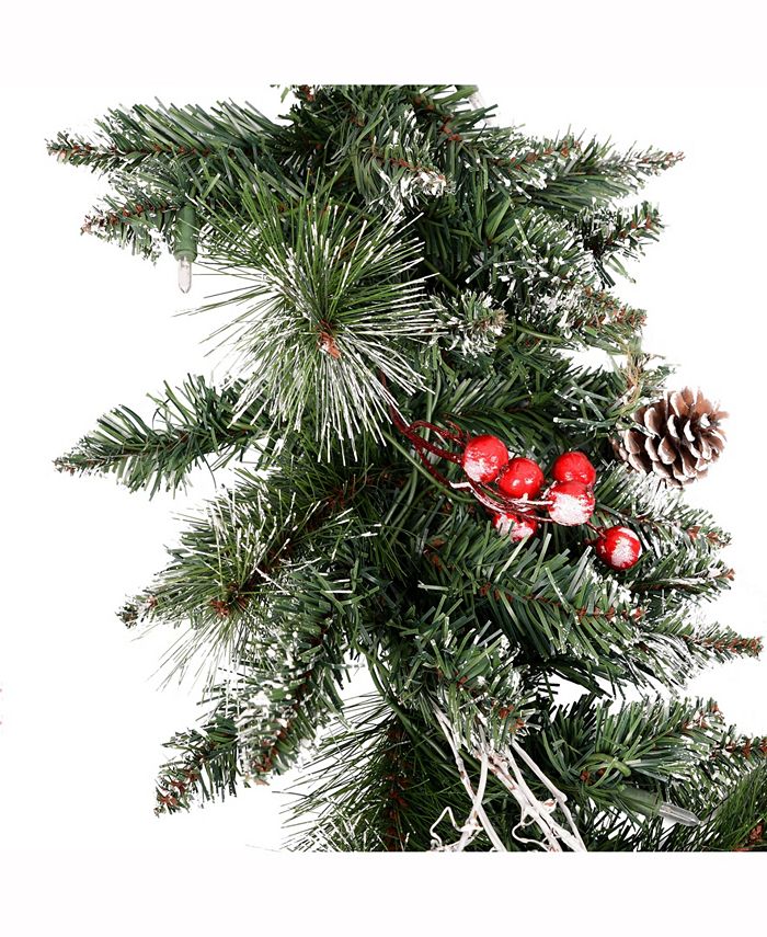 Vickerman 9' Snow Tipped Pine and Berry Christmas Garland Unlit - Macy's