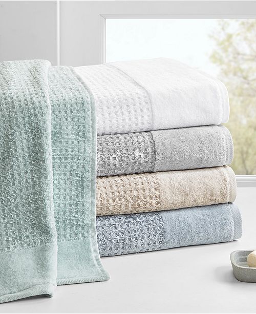 madison park spa waffle 6 piece jacquard combed cotton towel se