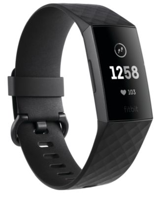 Fitbit Charge 3 Unisex Black Elastomer Band Touchscreen Smart Watch 22 ...