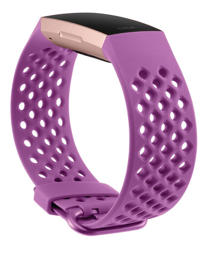 Fitbit Charge 3 Berry Silicone Band - Macy's