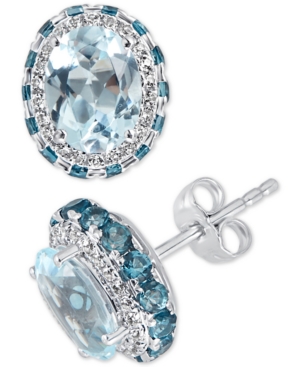 image of Blue Topaz (4-1/2 ct. t.w.) & White Topaz (1/4 ct. t.w.) Earrings in Sterling Silver