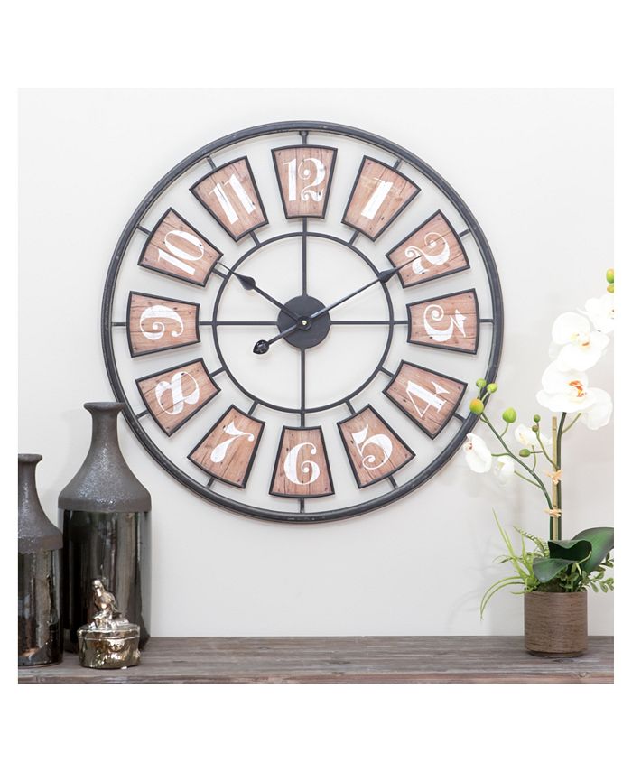 Aspire Home Accents Matthews Large Metal Wall Clock Macy's