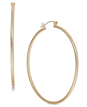 image of Large Corrugated Hoop Earrings in 14k Gold