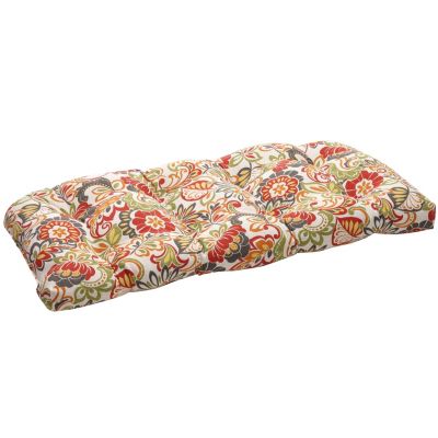 Pillow Perfect - Zoe Citrus Wicker Loveseat Cushion