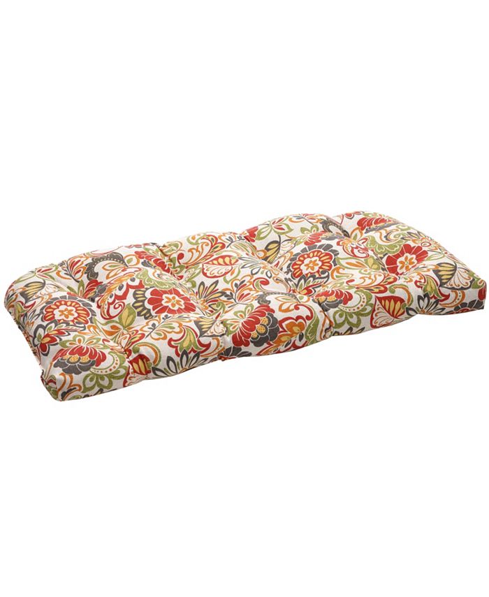 Pillow Perfect - Zoe Citrus Wicker Loveseat Cushion