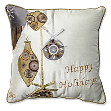 Holiday Ornaments Gold/Silver 16.5" Throw Pillow