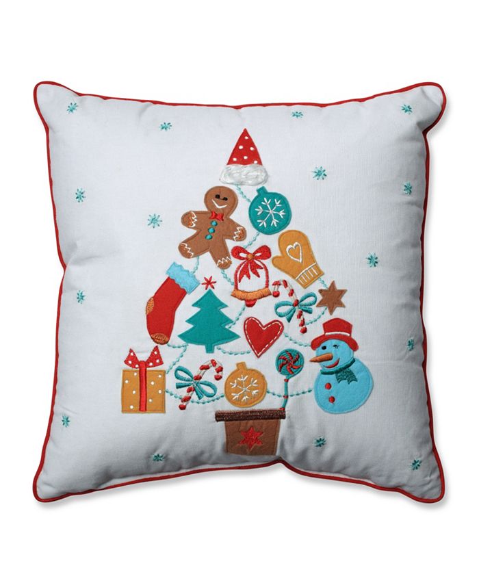 Pillow Perfect - Gift Tree Red-Aqua 16-inch Throw Pillow