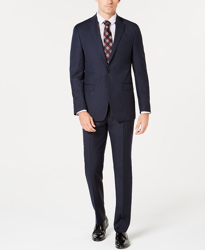 Calvin Klein Men's Slim-Fit Stretch Blue Pinstripe Suit & Reviews ...