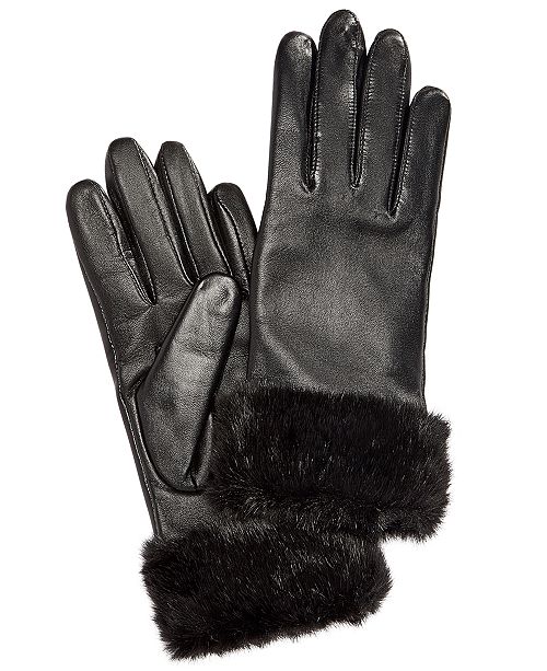 Charter Club Faux FurCuff Leather Tech Gloves, Created for Macy's