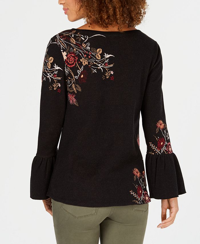 Style & Co Cotton FloralJacquard Detailed Top, Created for Macy's Macy's