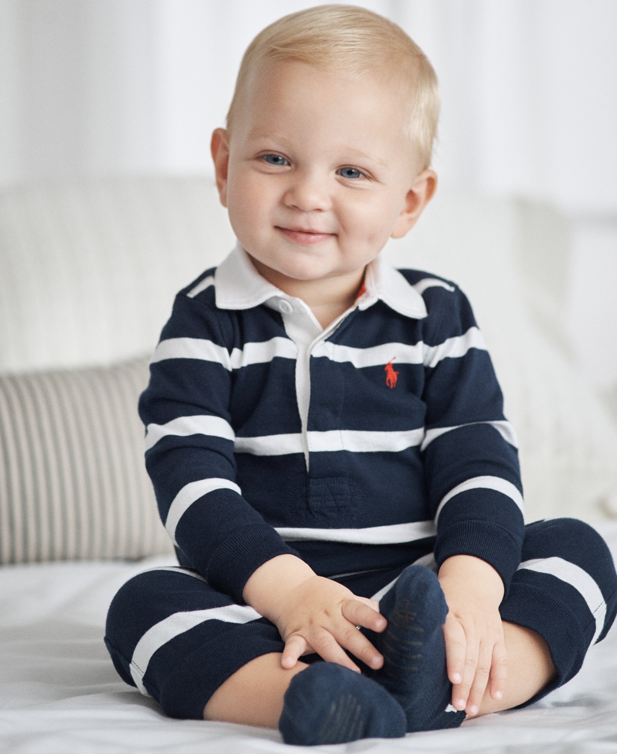 Polo Ralph Lauren Baby Boys Striped Rugby Cotton Coverall — фото 1