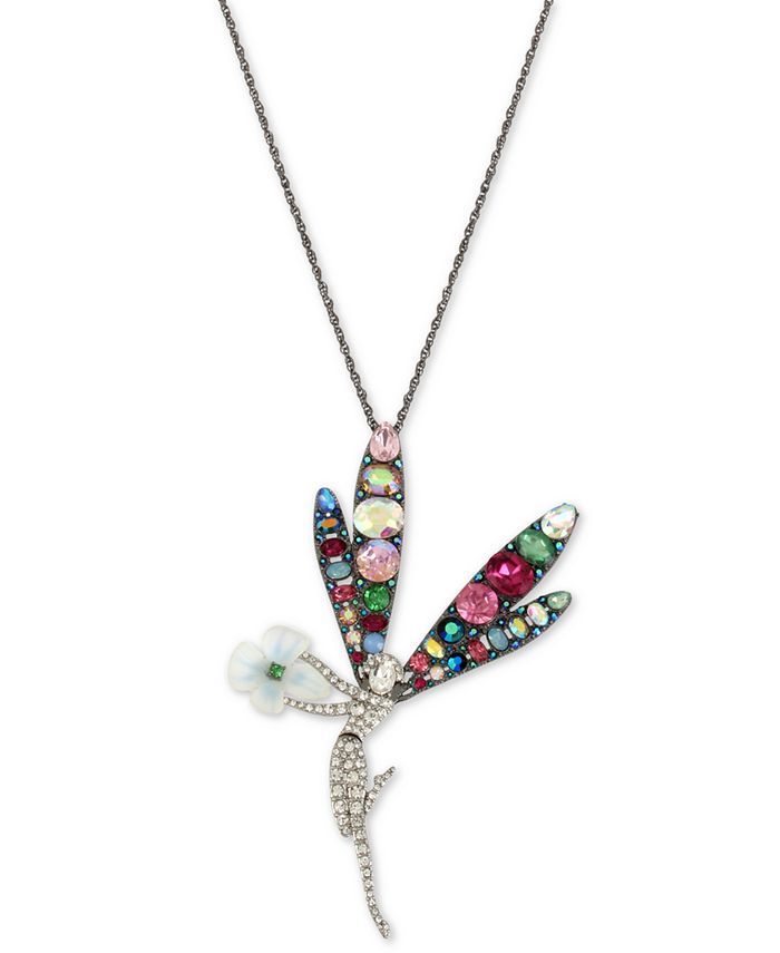 Betsey Johnson Two Tone Crystal Fairy Pendant Necklace 36