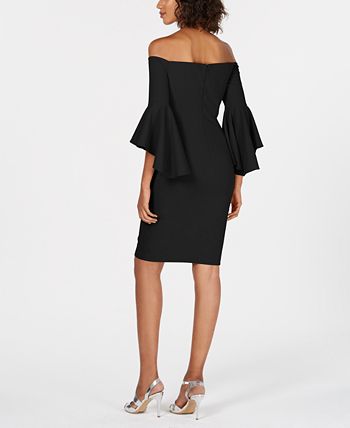 Calvin klein off shoulder black dress clearance