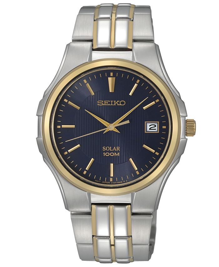 Seiko silver tone shop solar men's watch