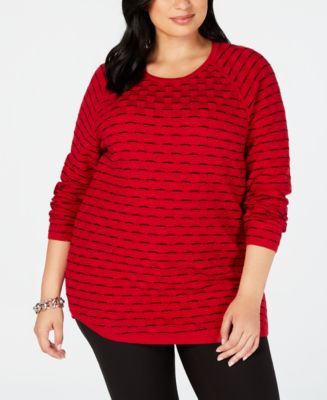 Karen Scott Plus Size Cotton Tuck-Stitch Sweater, Created for Macy's ...