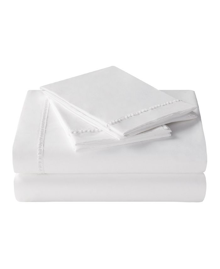 Sanders Pom Pom 4 Pc Full Microfiber Sheet Set Macy's