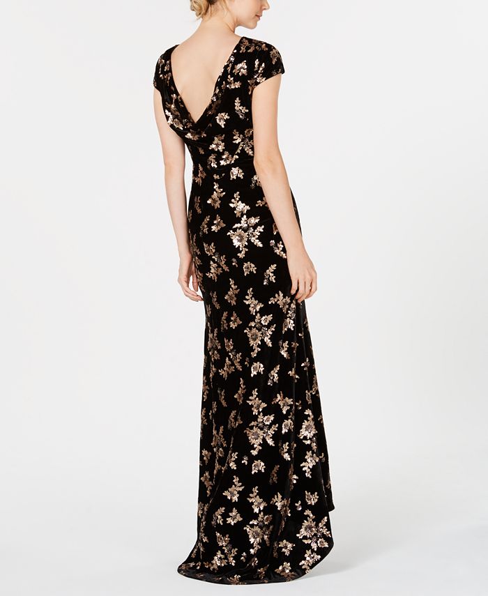 Calvin Klein Velvet Cowl-Back Gown - Macy's