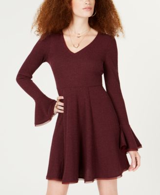 American Rag - Juniors' Ribbed Bell-Sleeve Dress