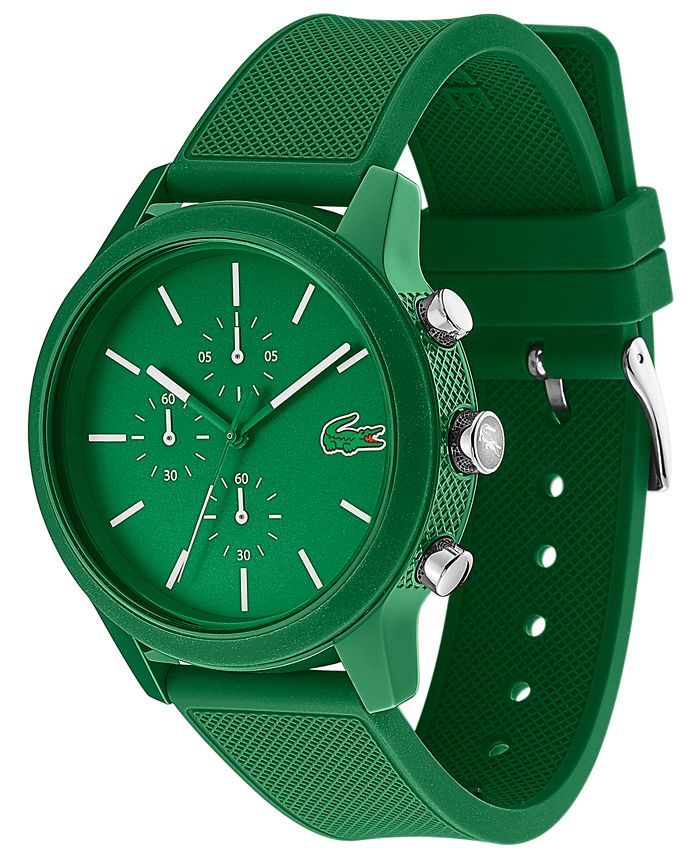 Lacoste Men's Chronograph 12.12 Green Silicone Strap Watch 44mm