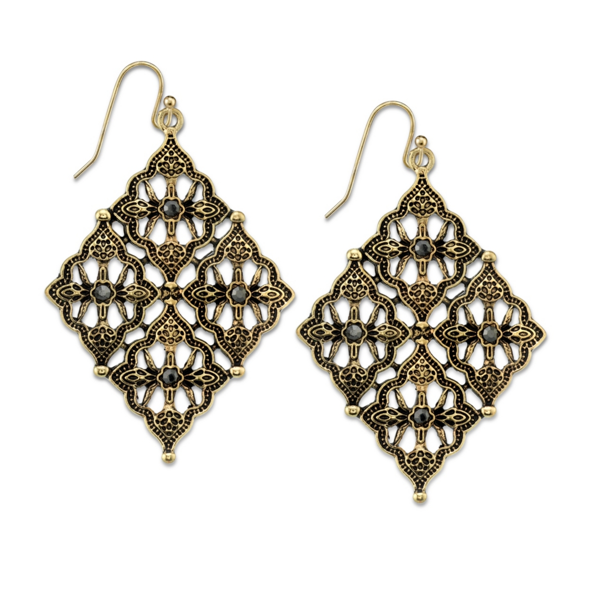 2028 Gold-tone Diamond Shaped Earrings