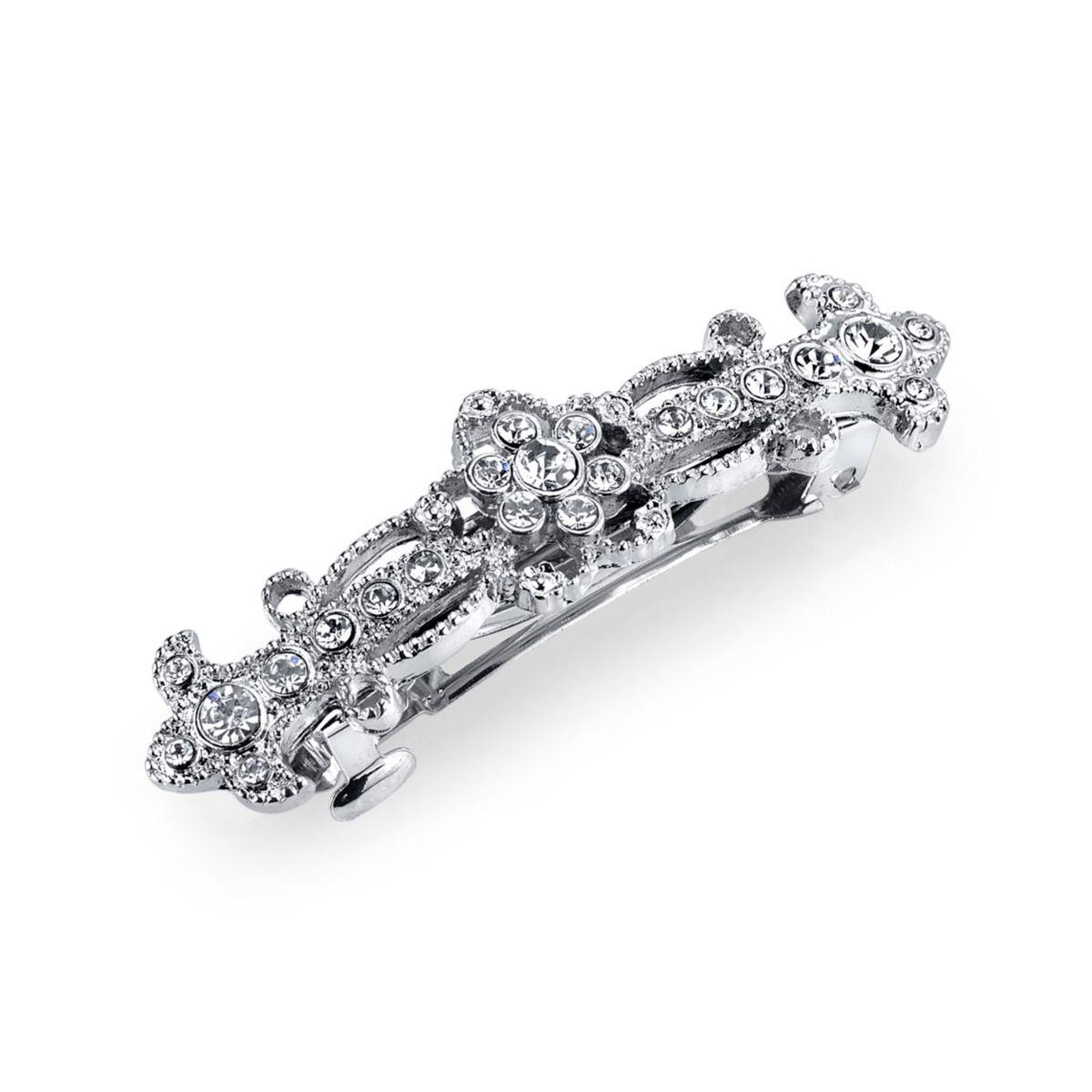 2028 Silver-tone Crystal Small Barrette In Silver