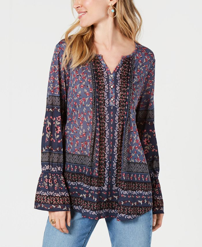 Style & Co Mixed-Print Top, Created for Macy's - Macy's