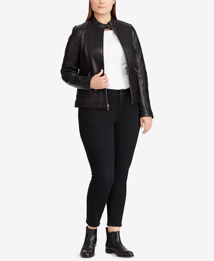 Lauren Ralph Lauren Plus Size Leather Jacket - Macy's