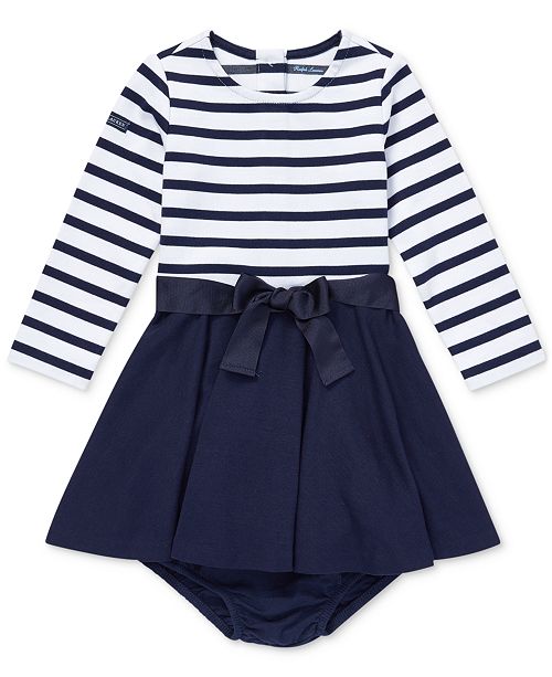 Polo Ralph Lauren Ralph Lauren Baby Girls Striped Fit Flare Dress Reviews All Girls Dresses Kids Macy S