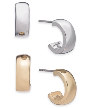 image of Alfani Two-Tone 2-Pc. Set Small Hoop Earrings, Created for Macy-s