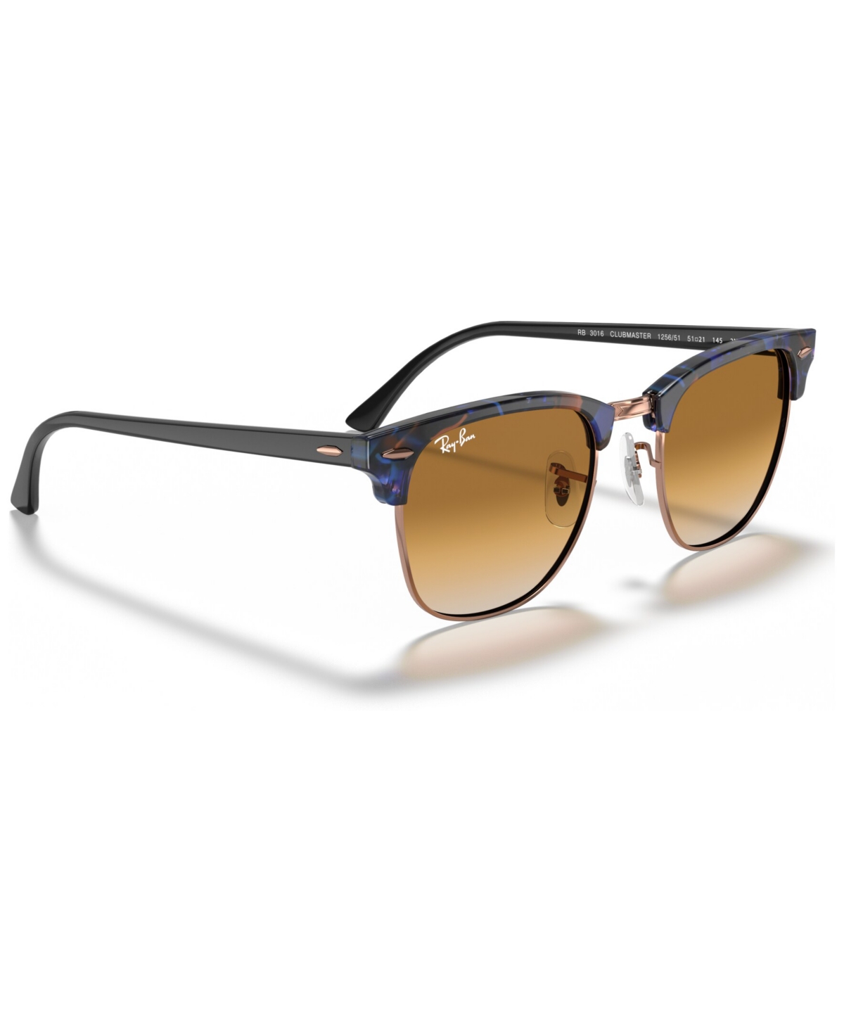 Ray-Ban Sunglasses, Clubmaster Fleck RB3016 -BLUE / CLEAR GRADIENT BROW