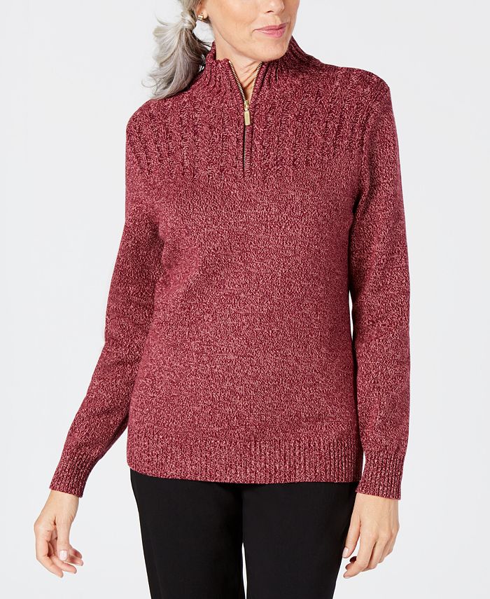 Karen scott shop zip front sweater