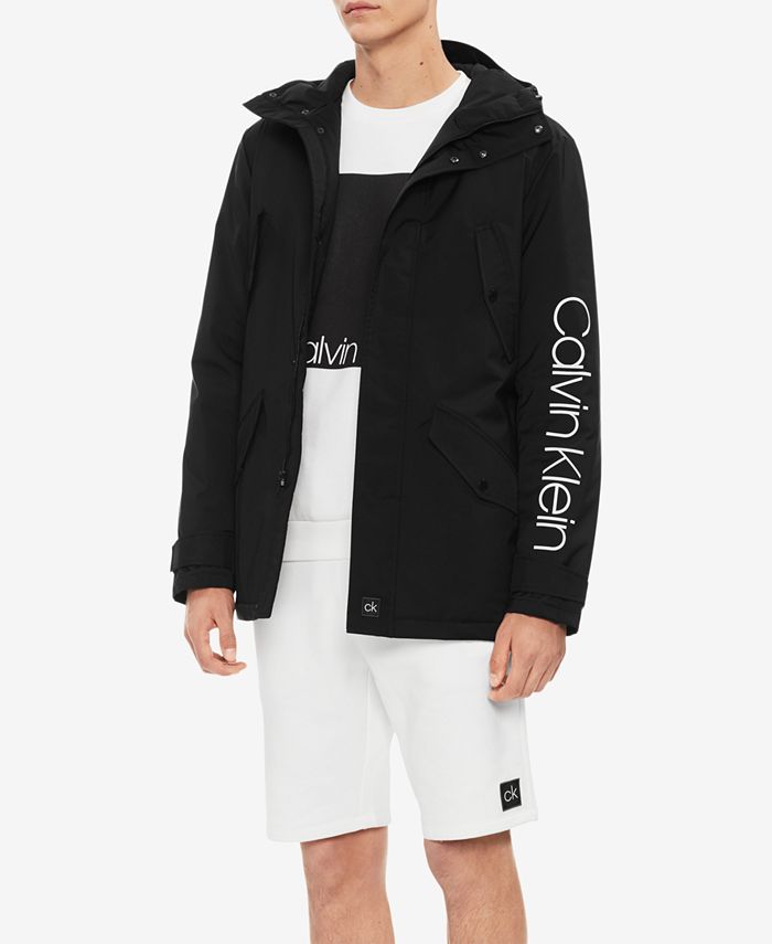 Calvin Klein Men's Hooded Logo Jacket & Reviews - Coats & Jackets - Men ...
