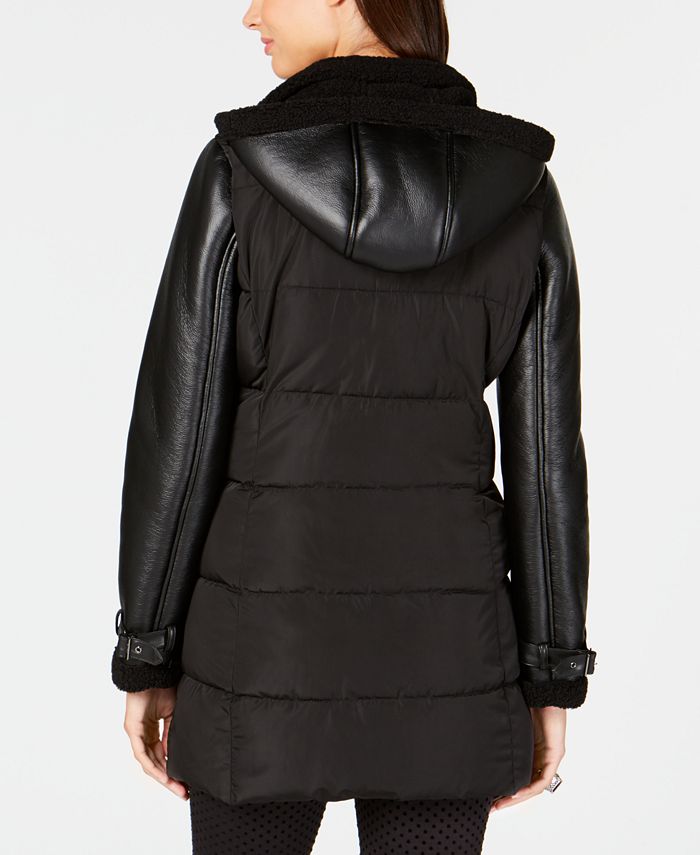 Calvin Klein MixedMedia Hooded Puffer Coat Macy's
