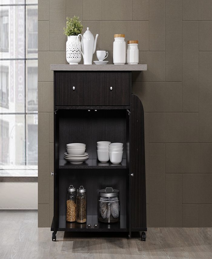 Hodedah Kitchen Cart with Spice Rack in Chocolate Macy's
