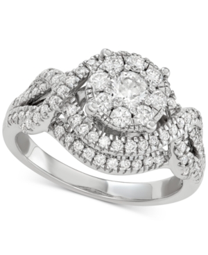 image of Diamond Cluster Engagement Ring (1-1/5 ct. t.w.) in 14k White Gold