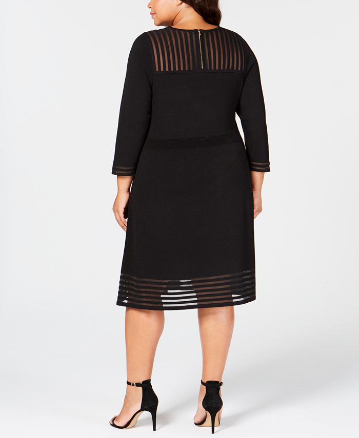 Calvin Klein Plus Size Illusion-Trim A-Line Dress & Reviews - Dresses ...