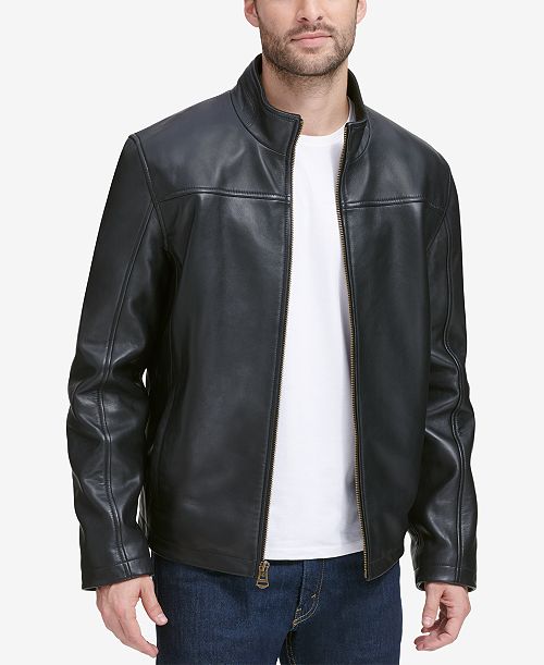 alfani Cole Haan Men's Smooth Leather Jacket Created for Macy's Men's Fashion & Accessories