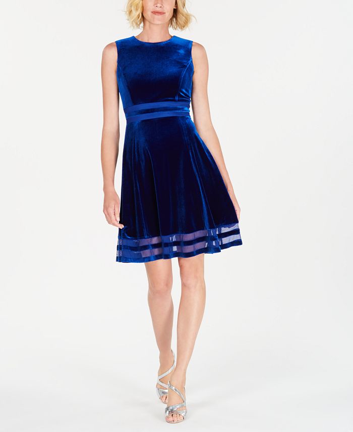 Calvin Klein Velvet Illusion A-Line Dress - Macy's