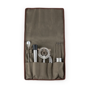 Picnic Time Legacy By  10-piece Bar Tool Roll Up Kit In Grey