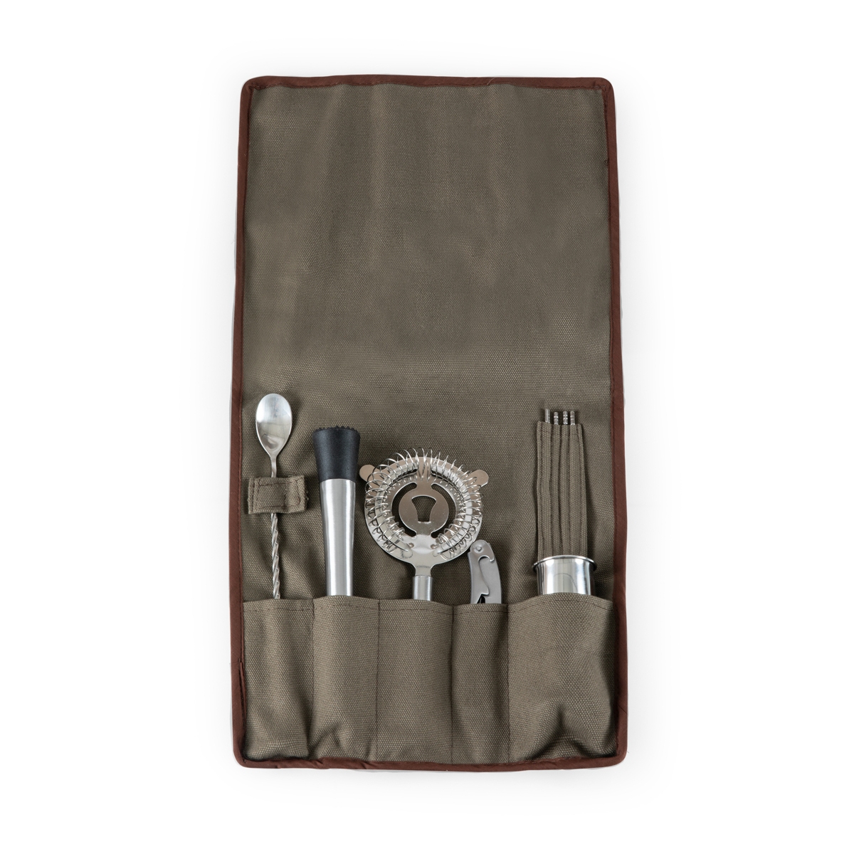 by Picnic Time 10-Piece Bar Tool Roll Up Kit - Grey